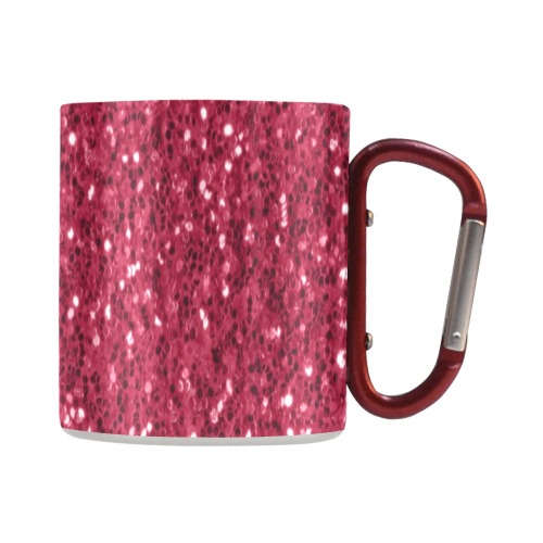 Magenta dark pink red faux sparkles glitter Classic Insulated Mug(10.3OZ)