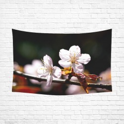 Sunlit sakura flowers. Play of light and shadows. Polyester Peach Skin Wall Tapestry 90"x 60"