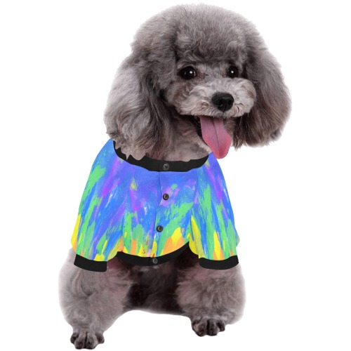 Flames Paint Abstract Classic Blue Pet Dog Round Neck Shirt