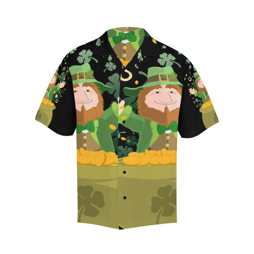 Saint Patrick's Leprechaun Gold Hawaiian Shirt (Model T58)