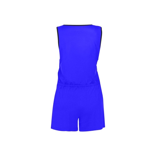 Blue Jumpsuit Women All Over Print Short Jumpsuit