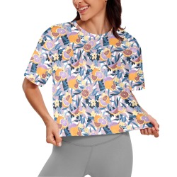 Fruit flowers and shapes 32DPMF Women's Cropped T-shirt (Model T80)
