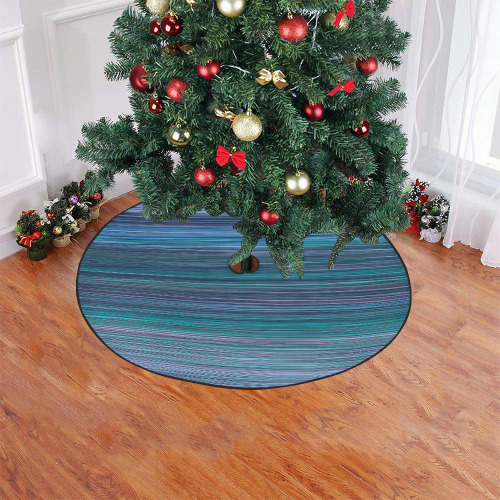 Abstract Blue Horizontal Stripes Christmas Tree Skirt 47" x 47"