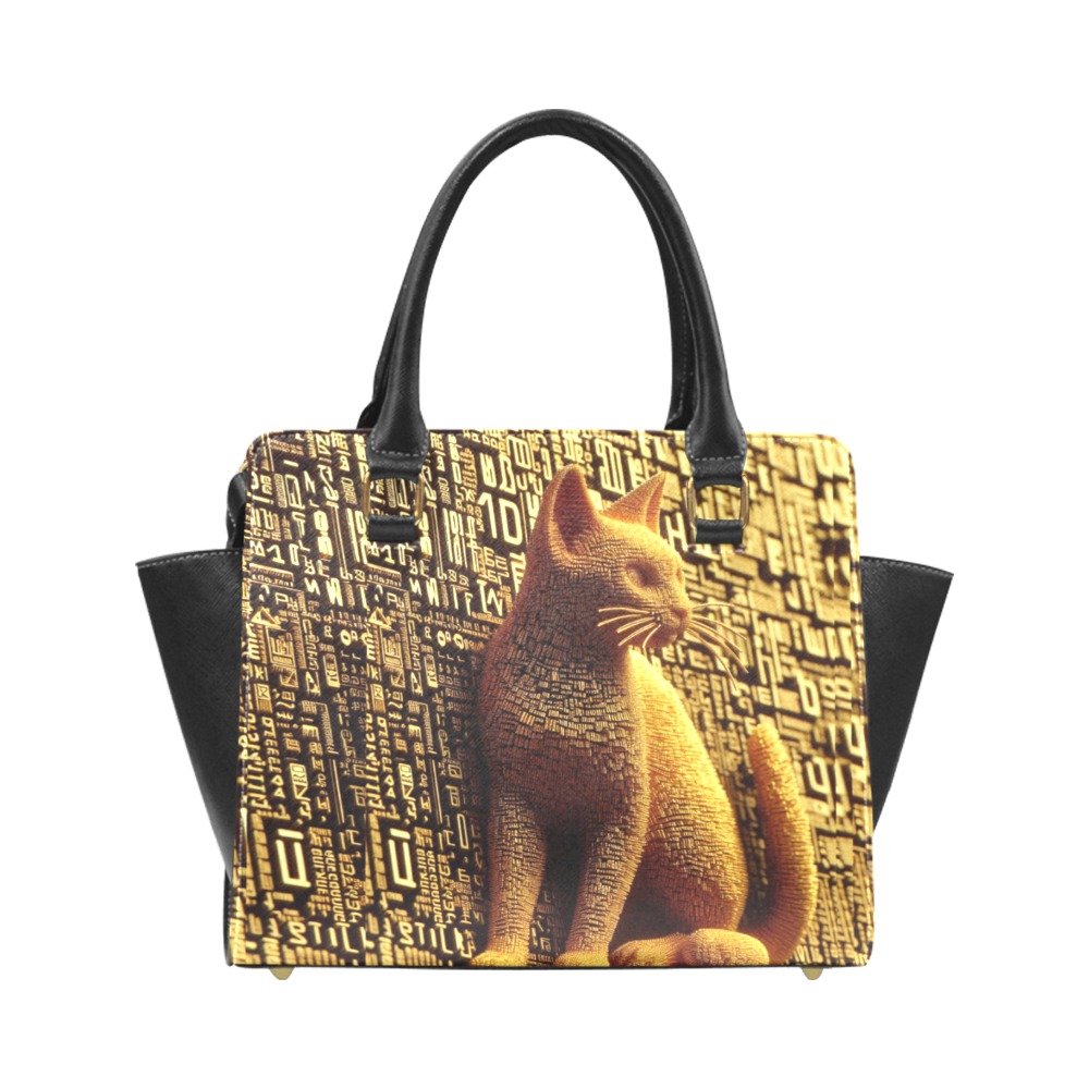 3D cat Rivet Shoulder Handbag (Model 1645)