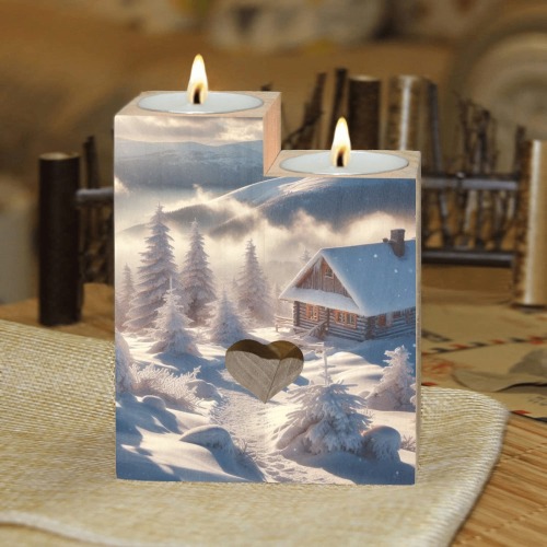 Cabin Candle Wooden Candle Holder (Without Candle)