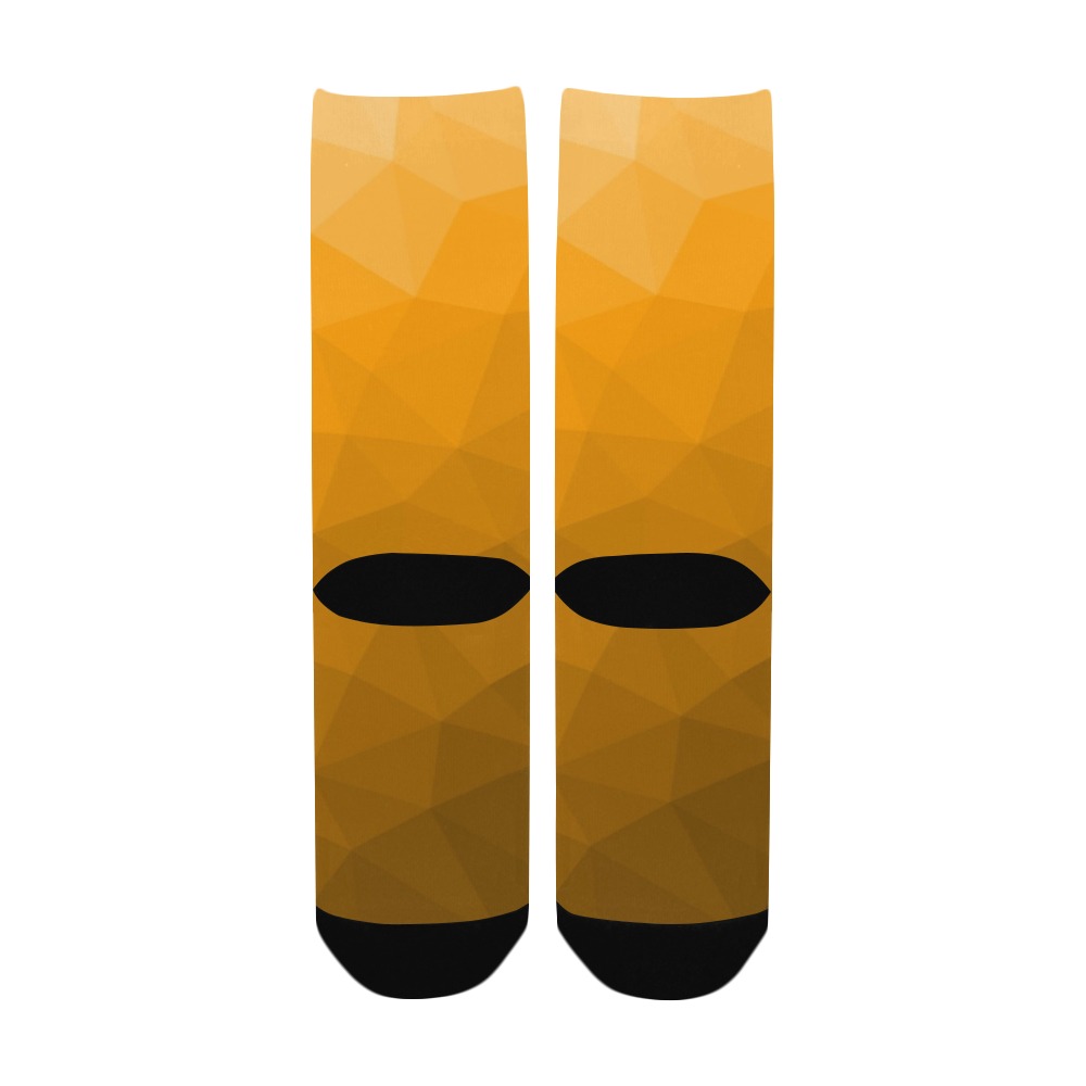 Orange gradient geometric mesh pattern Women's Custom Socks