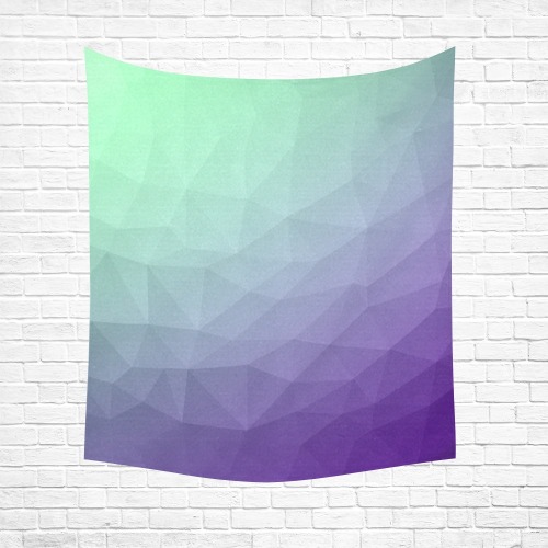Purple green ombre gradient geometric mesh pattern Cotton Linen Wall Tapestry 51"x 60"