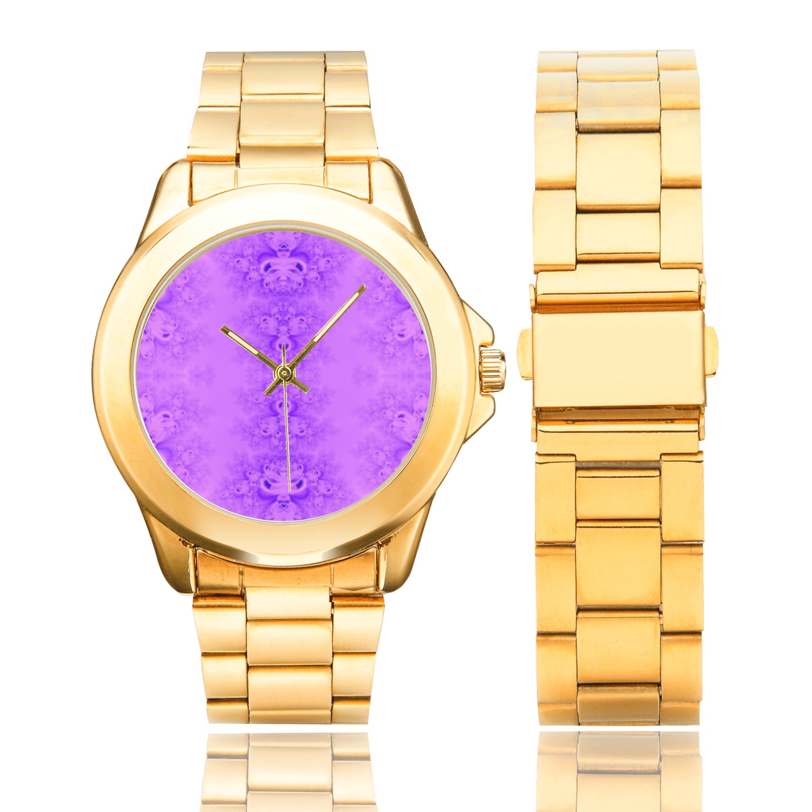 Purple Lilacs Frost Fractal Custom Gilt Watch(Model 101)