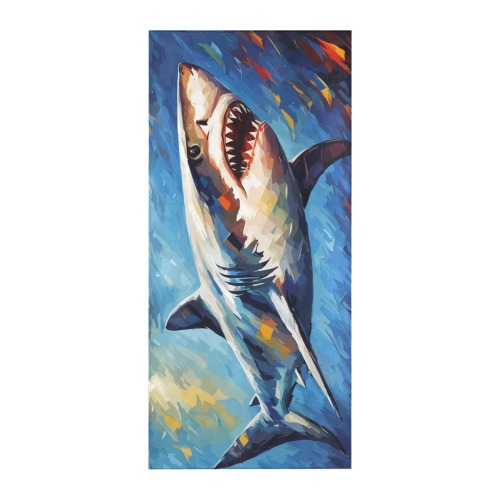 Dangerous shark is ready to attack ocean art. Beach Towel 32"x 71"