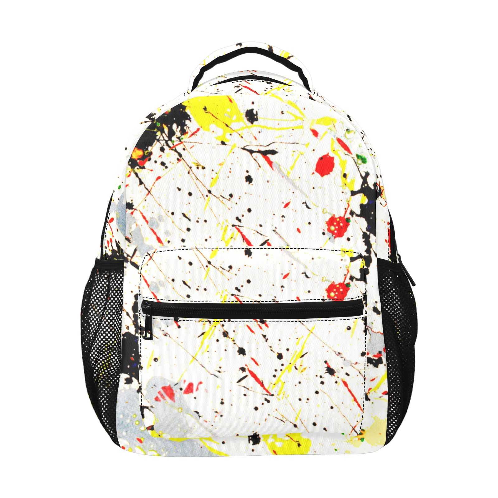 Yellow & Black Paint Splatter 17-inch All Over Print Casual Backpack