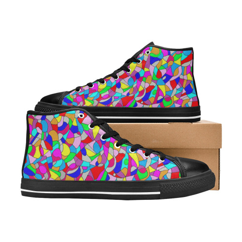 Abstract pebbles on a Beach Women's Classic High Top Canvas Shoes (Model 017)