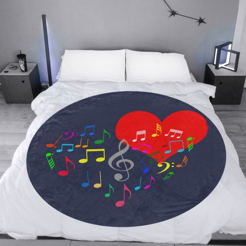 Singing Heart Red Song Color Music Love Romantic Circular Ultra-Soft Micro Fleece Blanket 60"