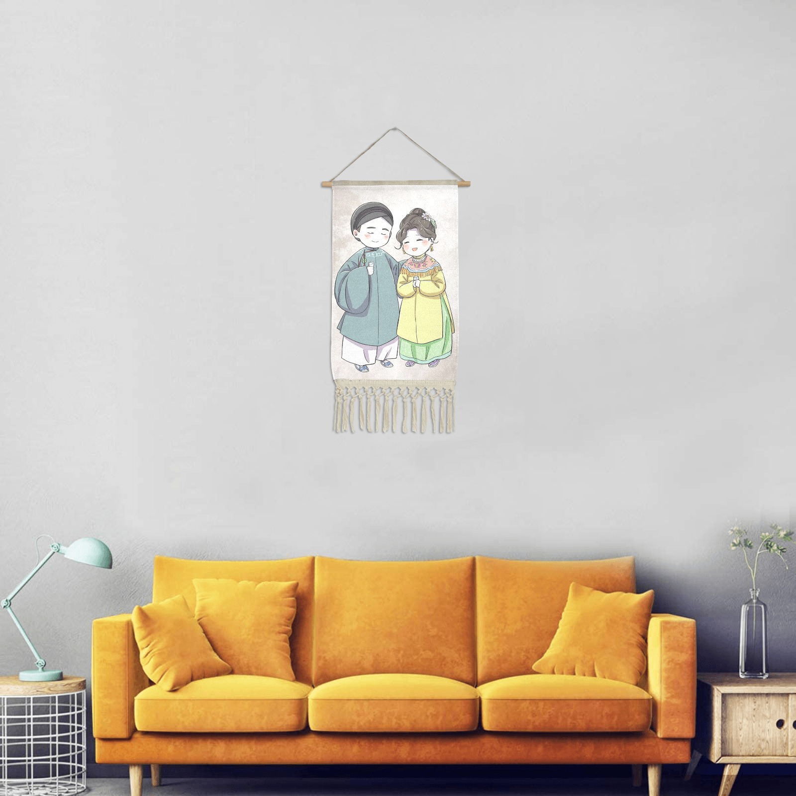 happy couple Linen Hanging Poster