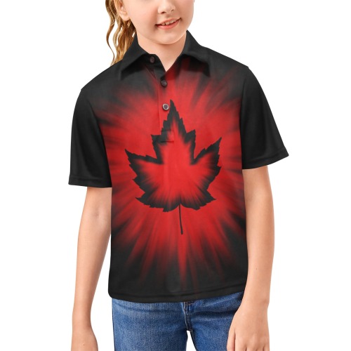 New Girl's Canada Team Shirts Big Girls' All Over Print Polo Shirt (Model T55)