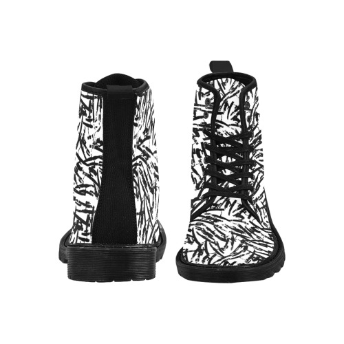 Brush Stroke Black and White Martin Boots for Women (Black) (Model 1203H)