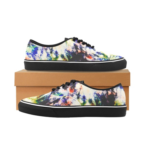 Modern watercolor colorful marbling Classic Women's Canvas Low Top Shoes (Model E001-4)