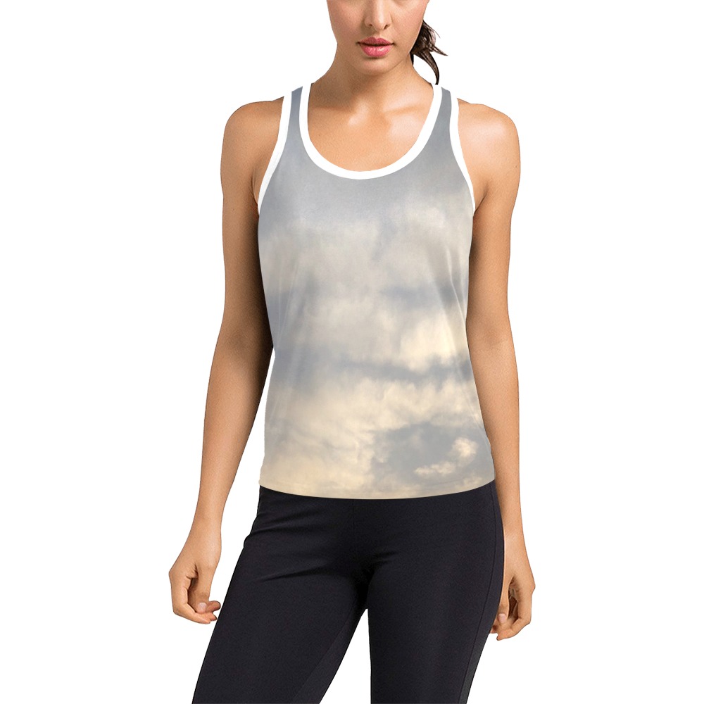 Rippled Cloud Collection Women's Racerback Tank Top (Model T60)