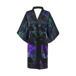 Bats In Flight Neon Purple Kimono Robe