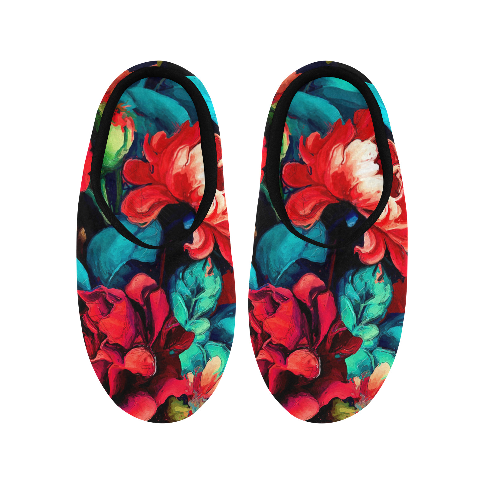 flowers botanic art (6) cotton slippers shoes Women's Non-Slip Cotton Slippers (Model 0602)