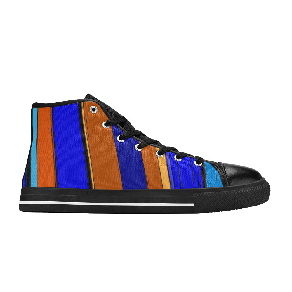 Abstract Blue And Orange 930 High Top Canvas Shoes for Kid (Model 017)