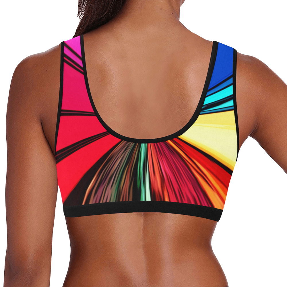 Colorful Rainbow Vortex 608 Women's All Over Print Sports Bra (Model T52)