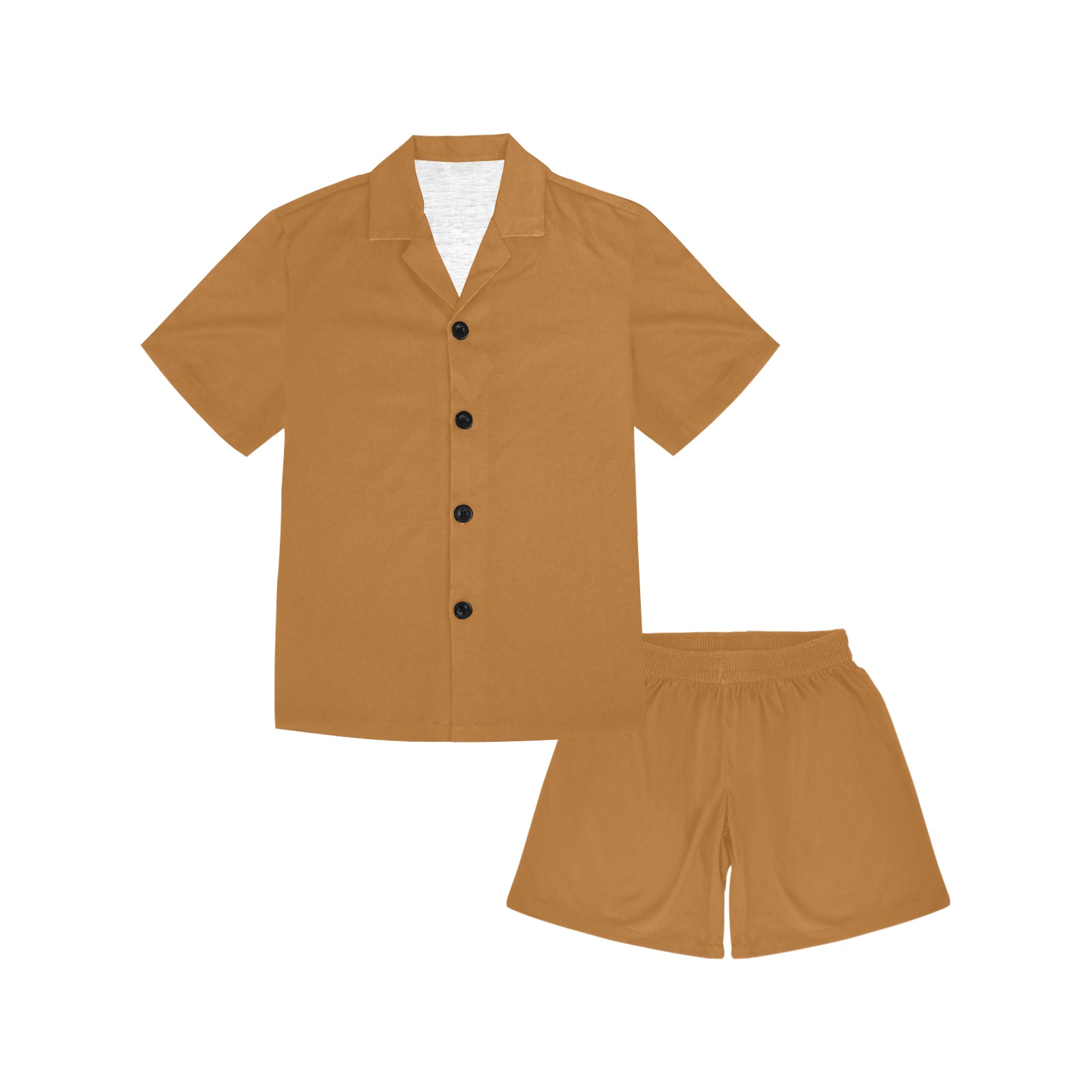 Sudan Brown Little Girls' V-Neck Short Pajama Set
