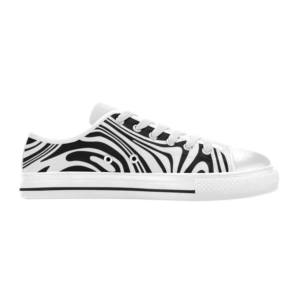 Black and White Marble Women's Classic Canvas Shoes (Model 018)