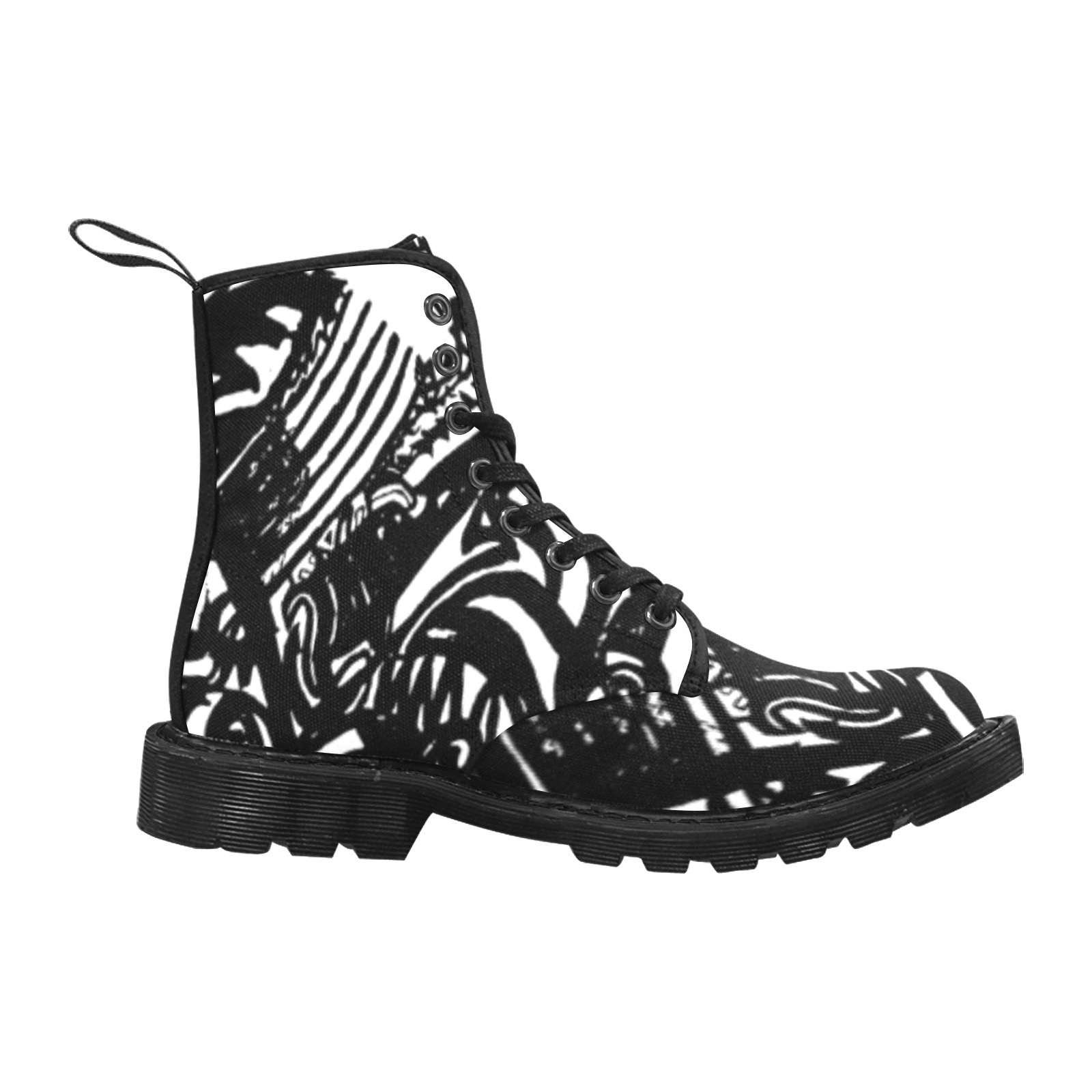 Black and White Abstract Graffiti Martin Boots for Men (Black) (Model 1203H)