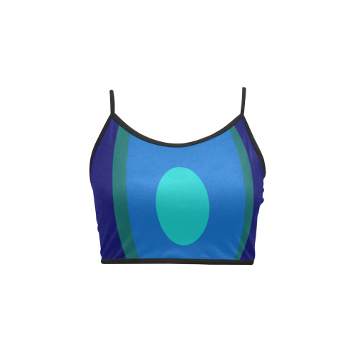 Dimensional Blue Abstract 915 Women's Spaghetti Strap Crop Top (Model T67)