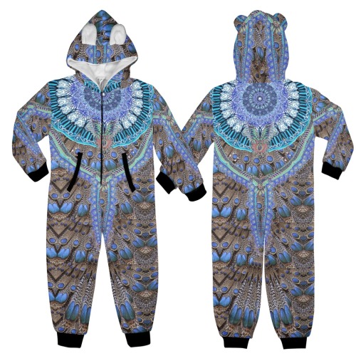 spain One-Piece Zip Up Hooded Pajamas for Big Kids
