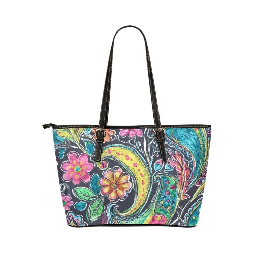 Paisley #1 Leather Tote Bag/Large (Model 1651)