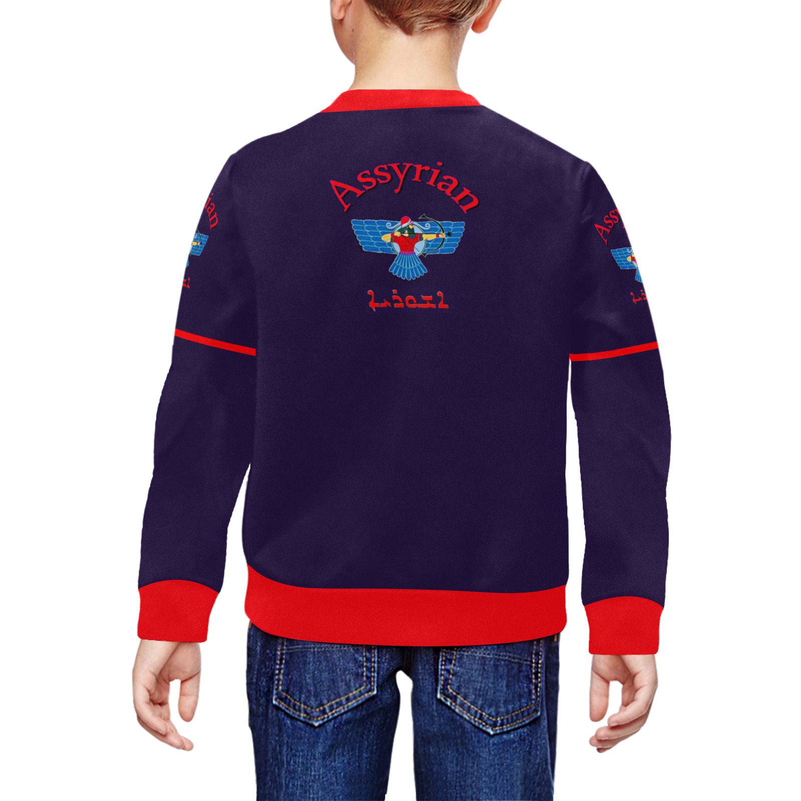Assyrian Flag All Over Print Crewneck Sweatshirt for Kids (Model H29)