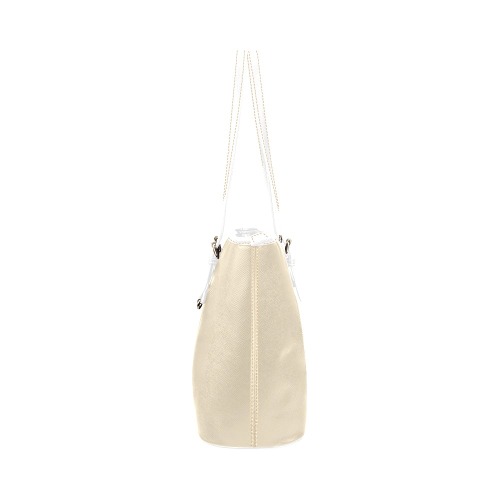Tan White Leather Tote Bag/Large (Model 1651)