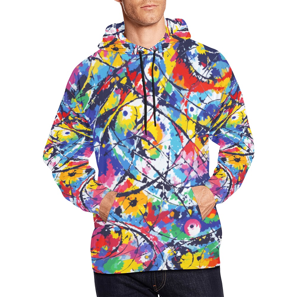 Chic abstract tie-dye art. Cool colors and lines. All Over Print Hoodie for Men (USA Size) (Model H13)