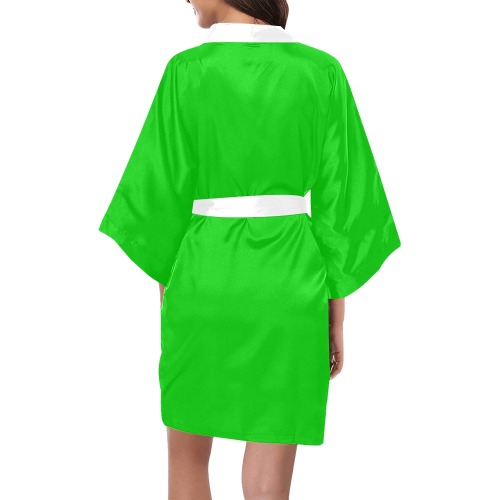 Merry Christmas Green Solid Color Kimono Robe