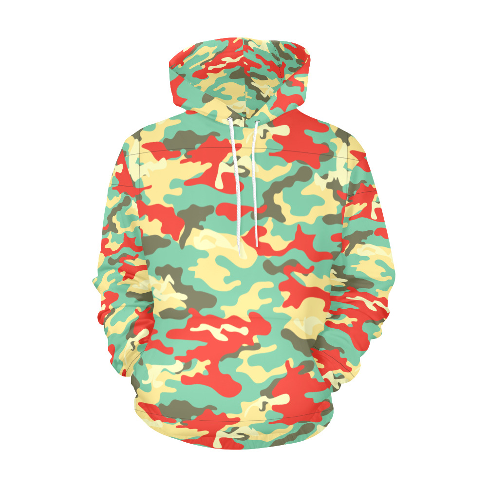 Retro 1980's Military Fashion Camouflage All Over Print Hoodie for Men (USA Size) (Model H13)