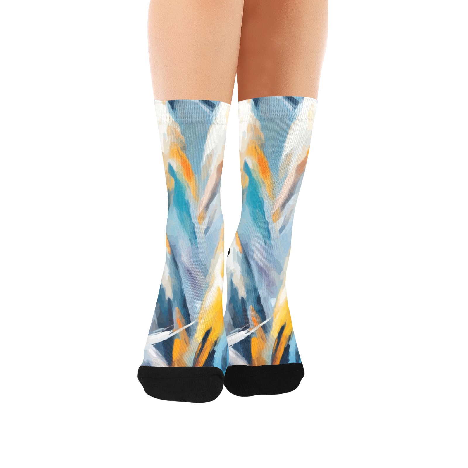 Abstract pattern of winter mountains or trees Custom Socks for Women