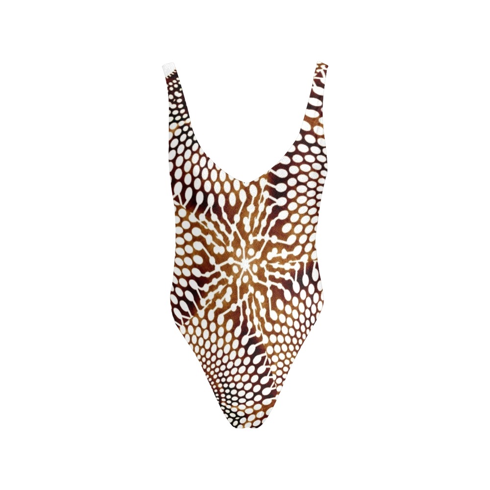 AFRICAN PRINT PATTERN 4 Sexy Low Back One-Piece Swimsuit (Model S09)