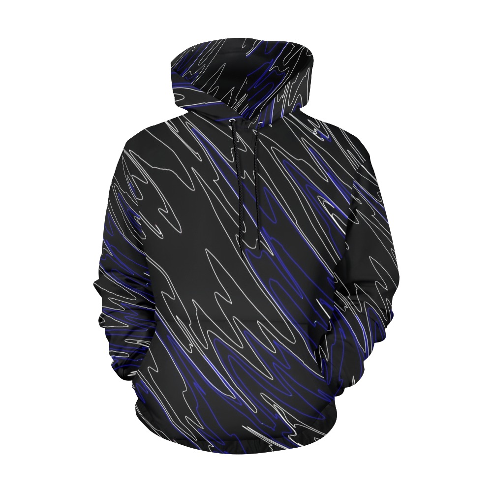 Marbled Black Blue All Over Print Hoodie for Men (USA Size) (Model H13)