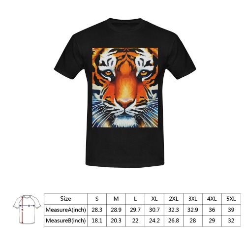 Cute Tiger Funny Colorful Animal Art Men's T-Shirt in USA Size (Front Printing Only)