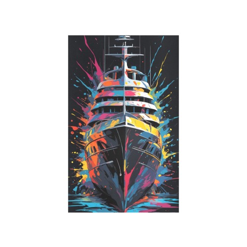 Cool large motor yacht. Colorful fantasy naval art Art Print 19‘’x28‘’