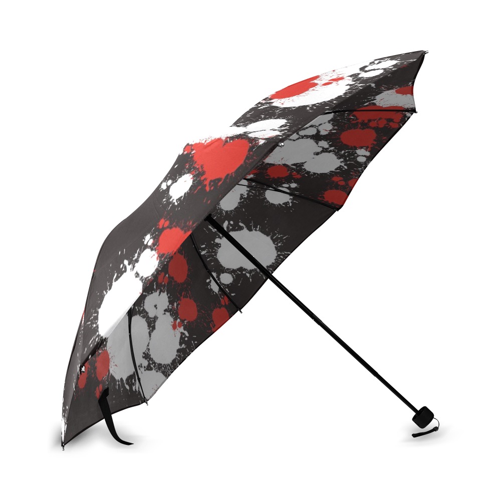 Black, White and Red Paint Splatter Foldable Umbrella (Model U01)
