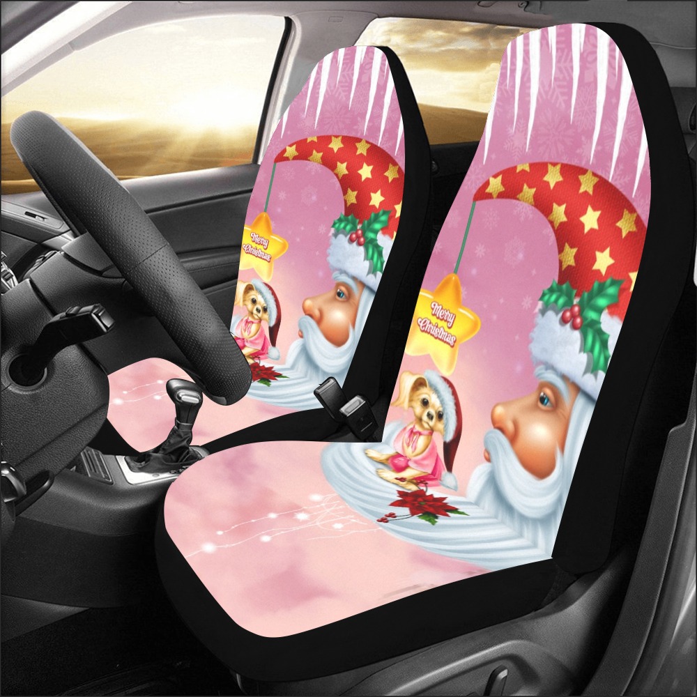 Little christmas dog on the moon Car Seat Covers (Set of 2)