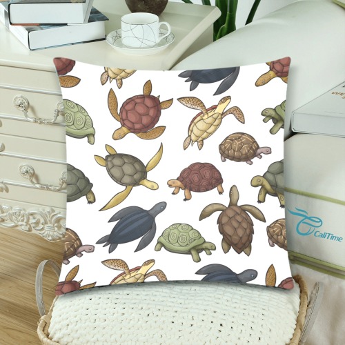 Turtles Custom Zippered Pillow Cases 18"x 18" (Twin Sides) (Set of 2)