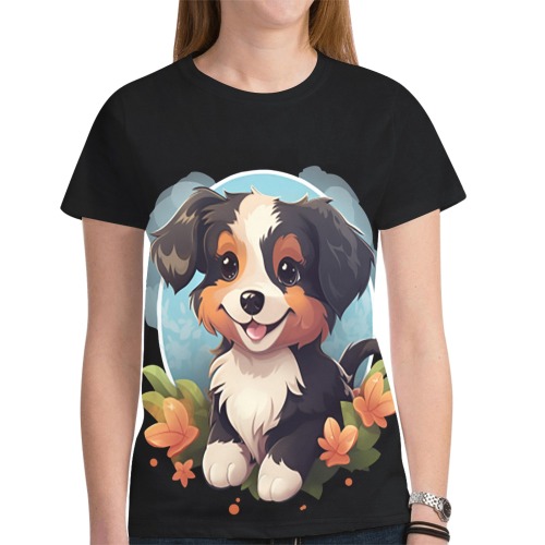 adorable dog New All Over Print T-shirt for Women (Model T45)