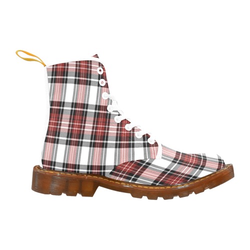 Red Black Plaid Martin Boots For Women Model 1203H