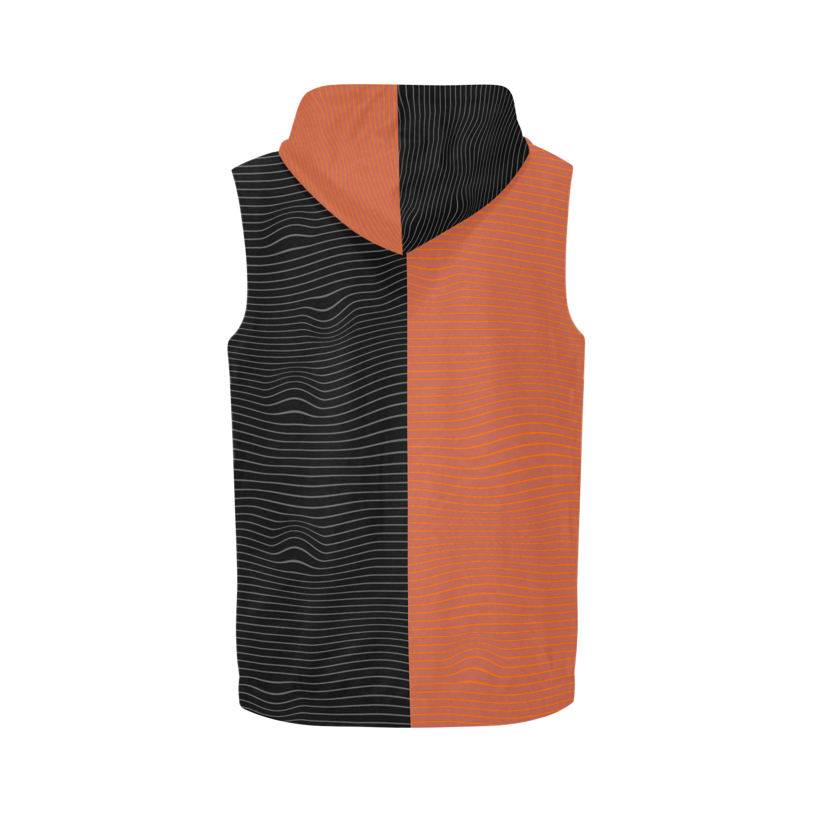 Black & Orange All Over Print Sleeveless Zip Up Hoodie for Men (Model H16)
