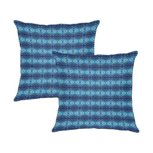 sky blue and dark blue repeating pattern Linen Zippered Pillowcase 18"x18"(One Side&Pack of 2)