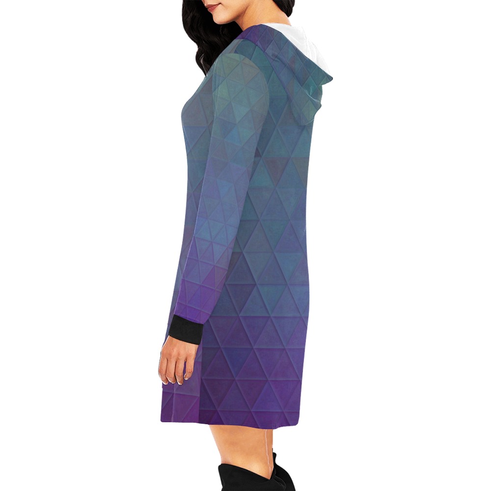 mosaic triangle 14 All Over Print Hoodie Mini Dress (Model H27)