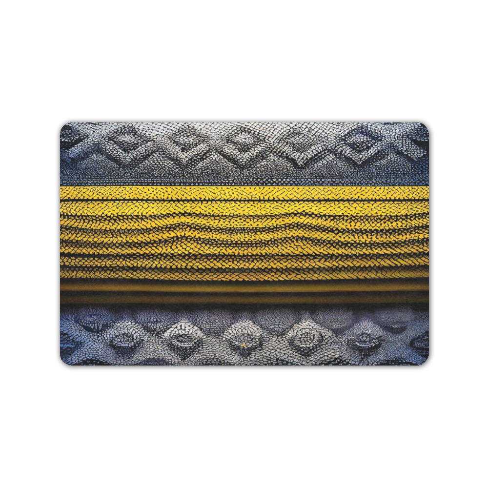 yellow and grey Doormat 24"x16" (Black Base)